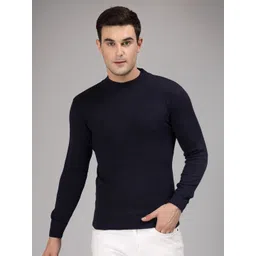 Style Quotient Men Blue Solid Cotton Pullover Sweater-picture-33