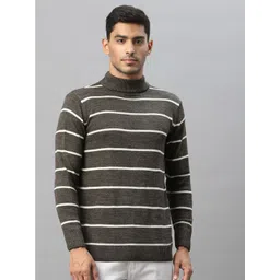 Style Quotient Men Brown & White Striped Long sleeve Pullover-picture-22