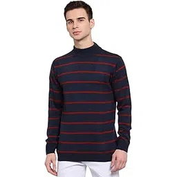 style quotient Men Navy Blue & Red Striped Pullover Sweater-picture-18