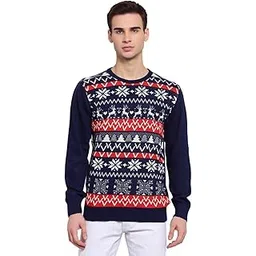 style quotient Men Navy Blue & White Pullover-picture-12