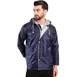 style quotient Men Solid Navy Nylon Rain Jacket-picture-21