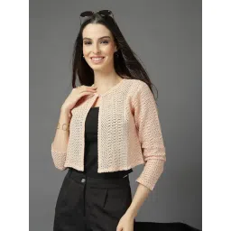 Style Quotient Nude Cotton Embroidered Regular Fit Shrug-picture-37