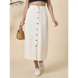 Style Quotient Off White Cotton Regular Fit Skirt-picture-36