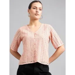 Style Quotient Peach Cotton Regular Fit Top-picture-34