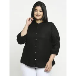 Style Quotient Plus Women Solid Black Viscose Rayon Formal Shirt-picture-18
