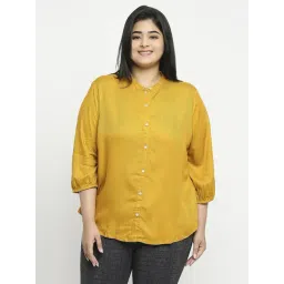 Style Quotient Plus Women Solid Mustard  Viscose Rayon Formal Shirt-picture-12