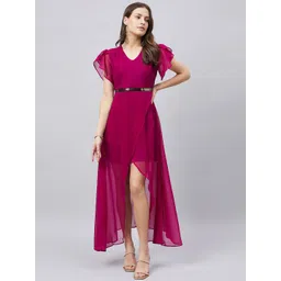 Style Quotient V-Neck Flutter Sleeve Sequined Tulip Maxi Dress-picture-37