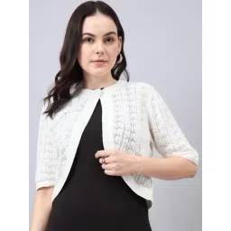 Style Quotient White Cotton Self Design Shrug-picture-28