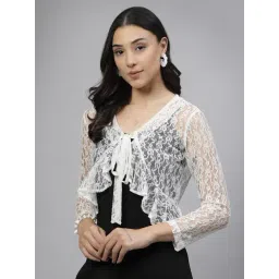 Style Quotient White Nylon Solid Shrug-picture-35