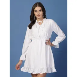 Style Quotient White Self Dresses-picture-35