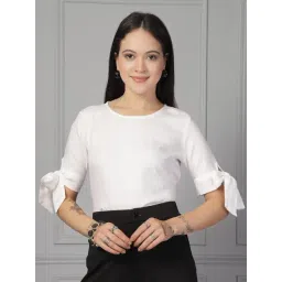 Style Quotient White Solid Short Sleeves Top-picture-24