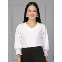 Style Quotient White Solid Three-Quarter Sleeves Top-picture-17