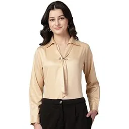 style quotient Women Beige Solid Satin Top-picture-25