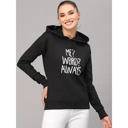 Style Quotient Women Black Printed Hooded Sweatshirt-picture-29