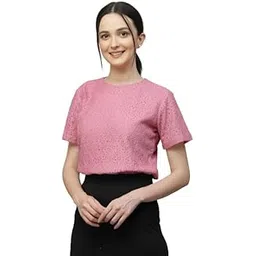 style quotient Women Black Self Design Cotton Lace Regular Smart Casual Top-picture-11