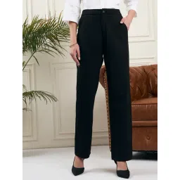 Style Quotient Women Black Straight Fit Mid-Rise Trouser-picture-43