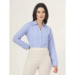 Style Quotient Women Blue & White Stripe Polycotton Formal Shirt-picture-27