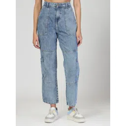 Style Quotient Women Blue Relaxed Fit High Rise Cargos-picture-14