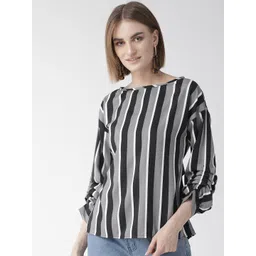 Style Quotient Women Grey & Black Striped Top-image-26