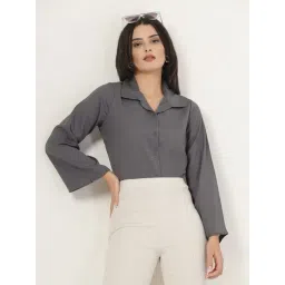 Style Quotient Women Grey Polymoss Formal Shirt-picture-20