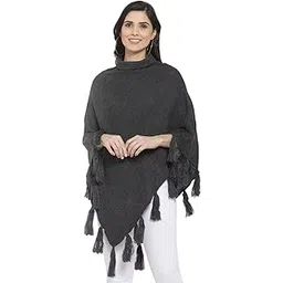 Style Quotient Women Grey Poncho with Fringed Detail-picture-29