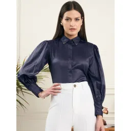 Style Quotient Women Grey Satin With Full Sleeves Formal Shirt-picture-23
