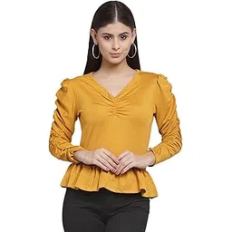 style quotient Women Mustard Yellow Peplum Top-picture-47