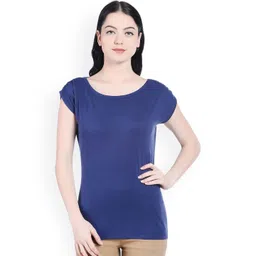 Style Quotient Women Navy Solid Round Neck T-shirt-picture-30