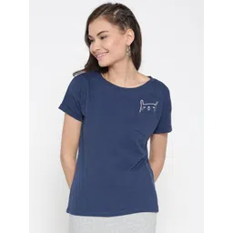 Style Quotient Women Navy Solid Round Neck T-shirt-picture-29