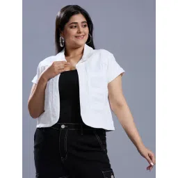 Style Quotient Women Off White Open Front Plus Denim Cardigan-picture-36