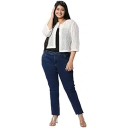 style quotient Women Off White Self Design Floral Lace Open Front Smart Casual Shrug-picture-36