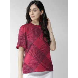 Style Quotient Women Pink & Black Checked Top-image-28