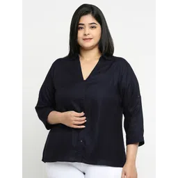 Style Quotient Women Plus Size Mandarin Collar Casual Shirt-picture-35