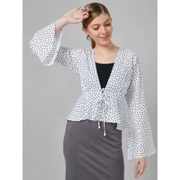 Style Quotient Women Polka Dot Peplum Smart Casual Shrug-picture-43