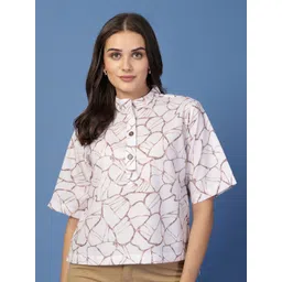 Style Quotient Women Printed Mandarin Collar Cotton Top-picture-15