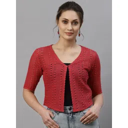 Style Quotient Women Red Cotton Shrug-picture-48