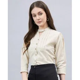 style quotient Women Regular Fit Shirt with Band Collar-picture-15