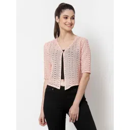 Style Quotient Women Self design Nude cotton lace regular smart casual shrug-picture-10