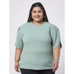 Style Quotient Women Self Design Round Neck Slit Sleeve Top-picture-18