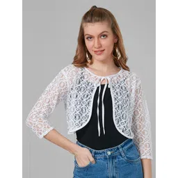 Style Quotient Women Self Design Tie-Up Cotton Crop Shrug-picture-29