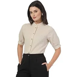 style quotient Women Solid Beige Regular Fit Flex Formal Shirt-picture-21