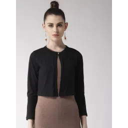 Style Quotient Women Solid Black Cotton Smart Casual Crop Shrug-picture-31