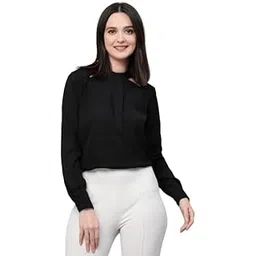 style quotient Women Solid Grey Polyester Cutout Smart Formal Top-picture-40