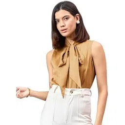 style quotient Women Solid Satin Sleeveless Top-picture-56