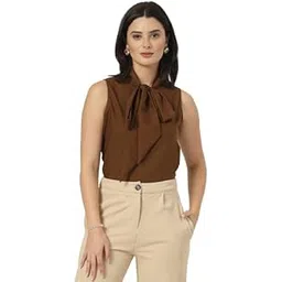 Style Quotient Women Solid Tan Polycotton Formal Top-picture-13