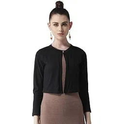 style quotient Women Solid White Cotton Smart Casual Crop Shrug-picture-12