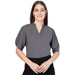 style quotient Women Solid White Polymoss Formal Top-picture-34