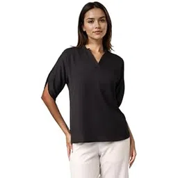style quotient Women Solid White Polymoss Formal Top-picture-52