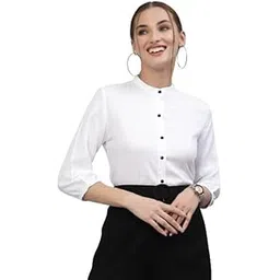 style quotient Women Solid White Viscose Rayon Formal Shirt-picture-40