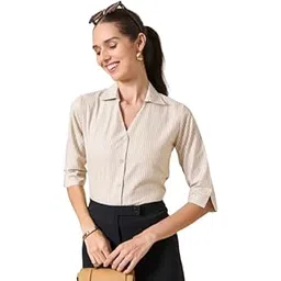 style quotient Women Stripe Blue and White Polycotton Formal Shirt-picture-54